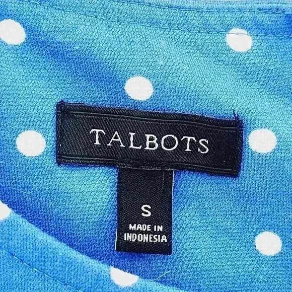Talbots Polka Dot Fit & Flare Tank Mini Dress S Blue/ White Unlined - Picture 6 of 7